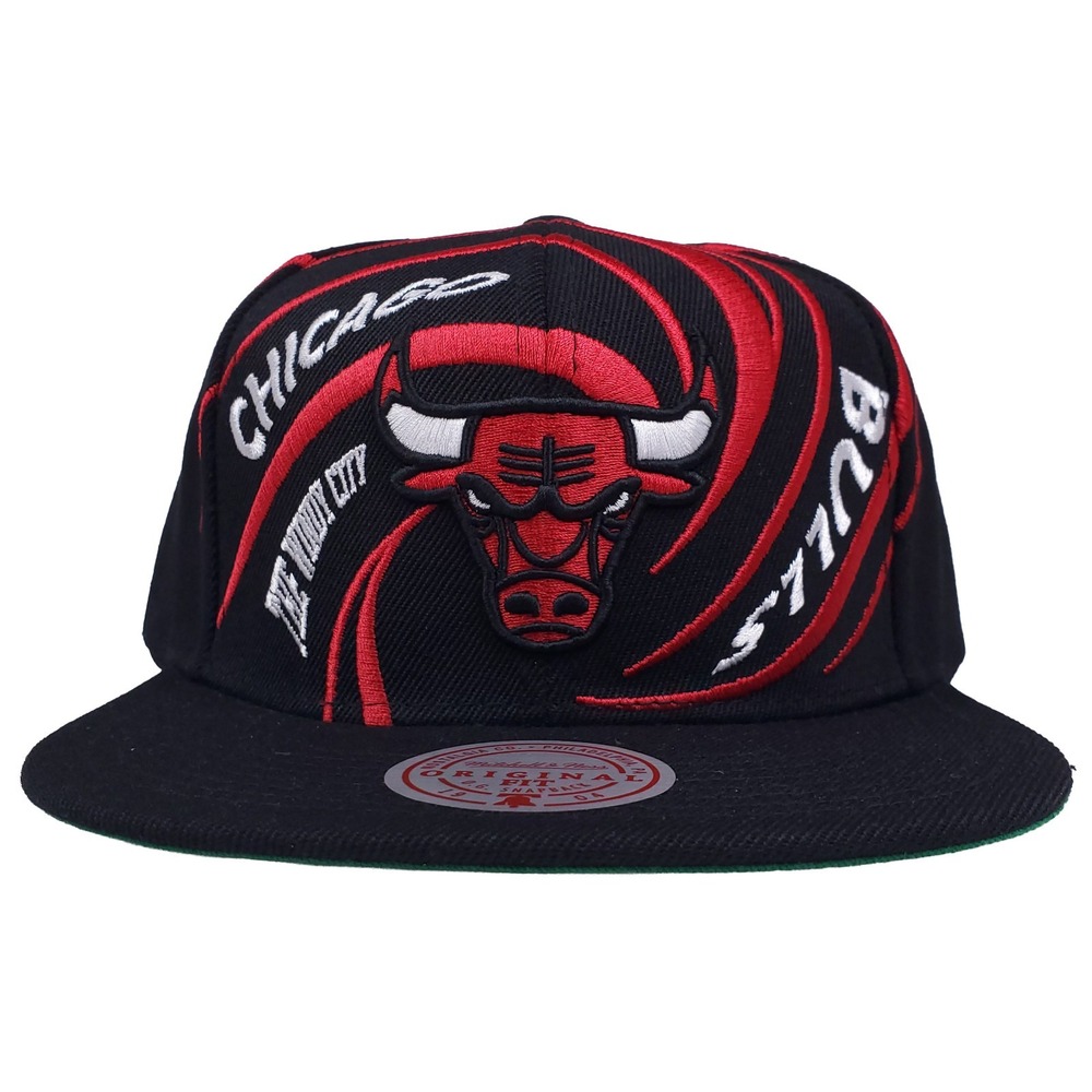 Chicago‎ Bulls Mitchell & Ness NBA Snapback Hat Cap Twisted Embroidery Black NWT